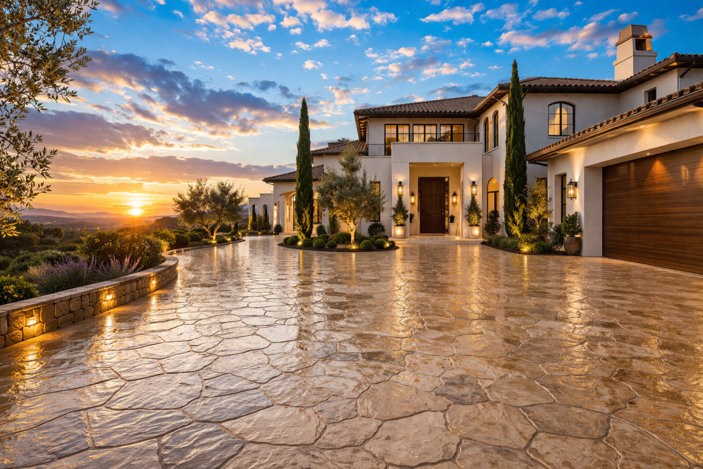 hormigon impreso madrid en vivienda con suelo exterior decorativo